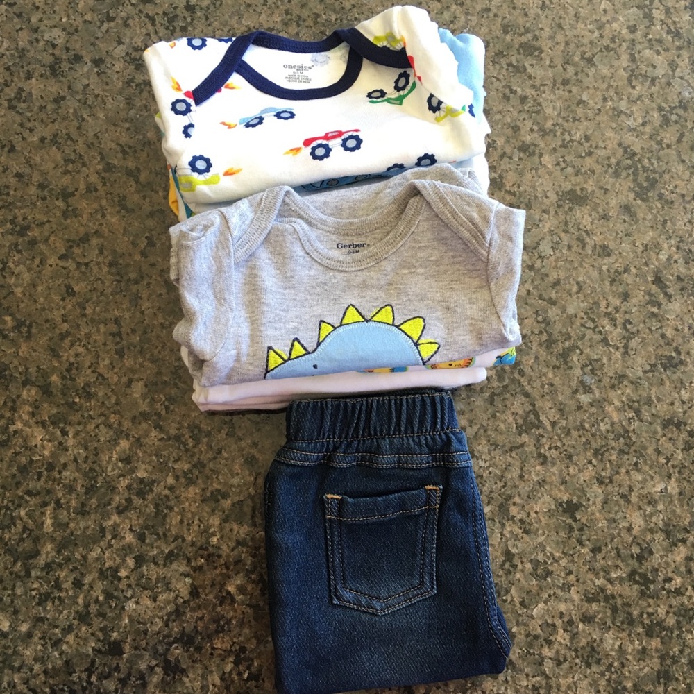 Baby Boys Onesies & Jean Bundle